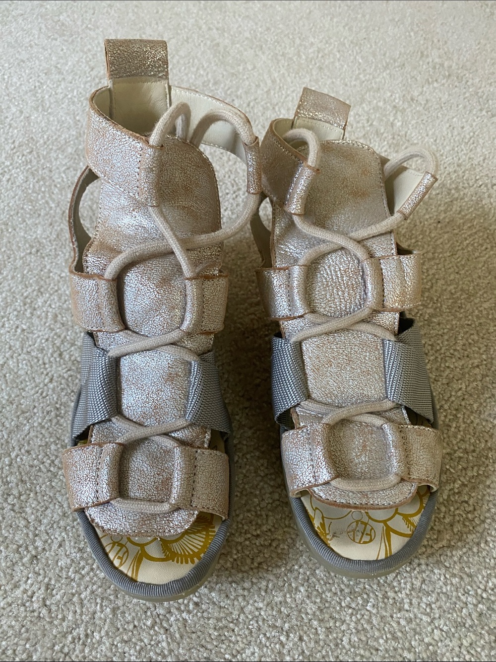 Fly London metallic Platform Wedge Sandals 38